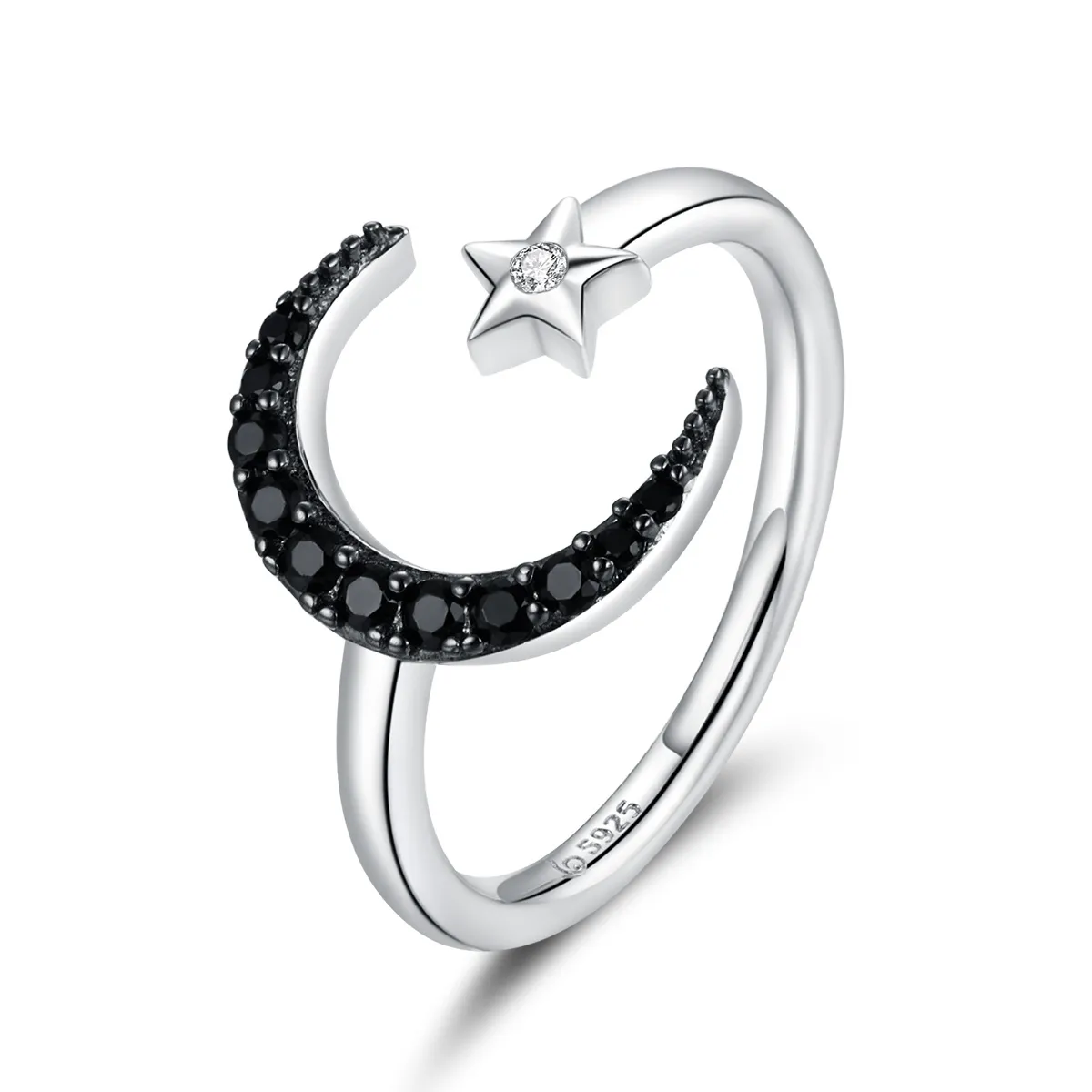 Pandora Style Silver Best Friend Moon And Star Open Ring - BSR137