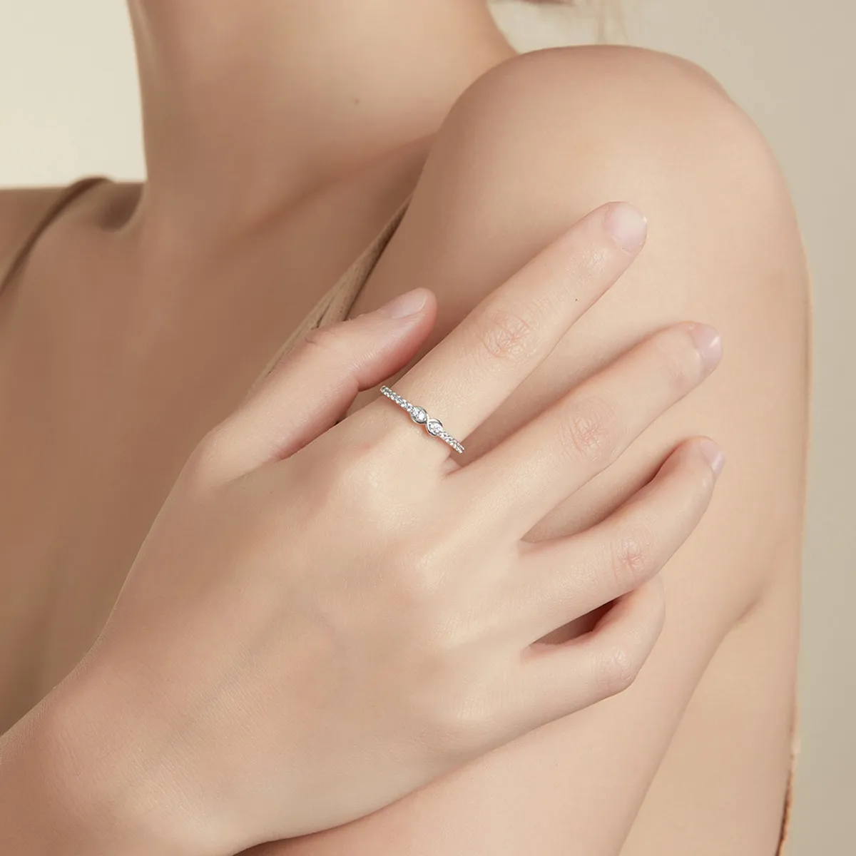 Pandora Style Silver Promises For Her Ring - SCR691