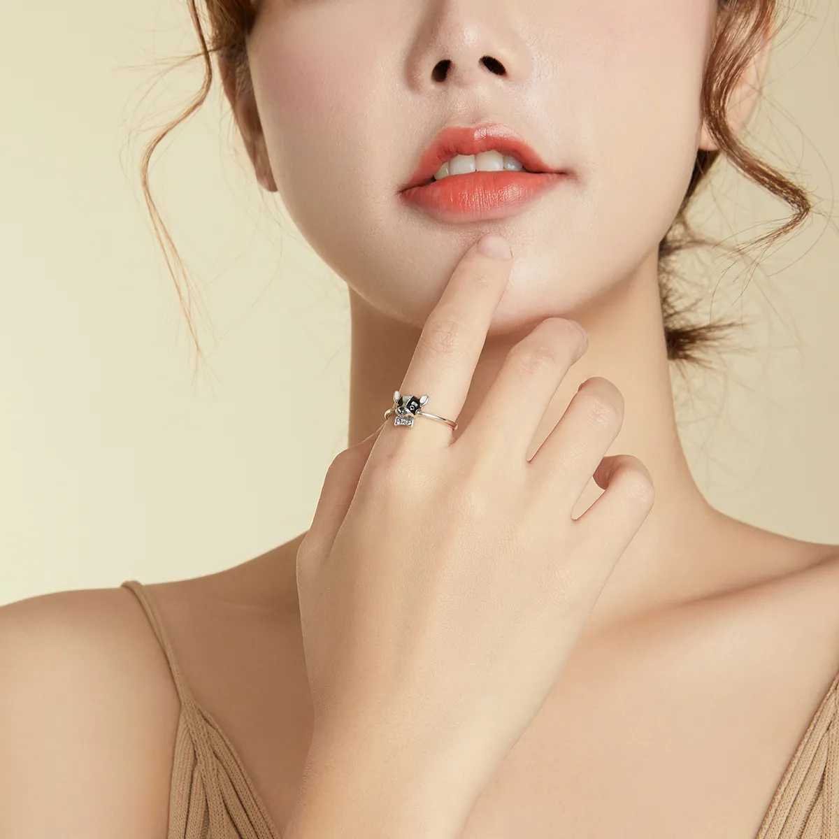 Pandora Style Silver Puppy Chihuahua Open Ring - SCR695