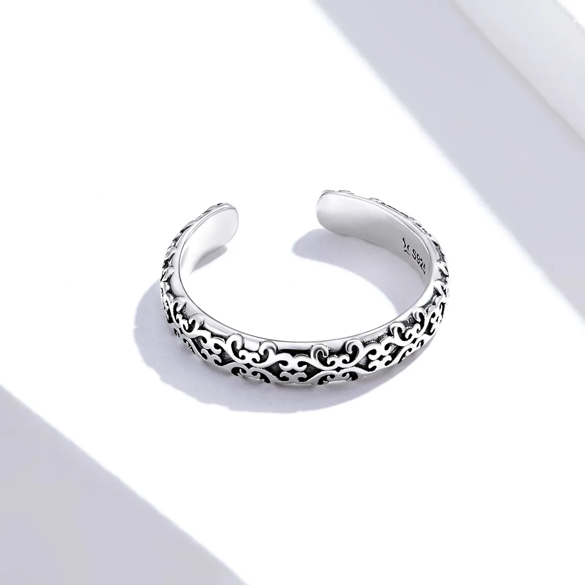 Pandora Style Silver Vintage Pattern Open Ring - SCR657