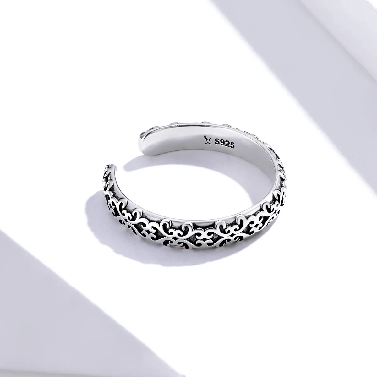 Pandora Style Silver Vintage Pattern Open Ring - SCR657