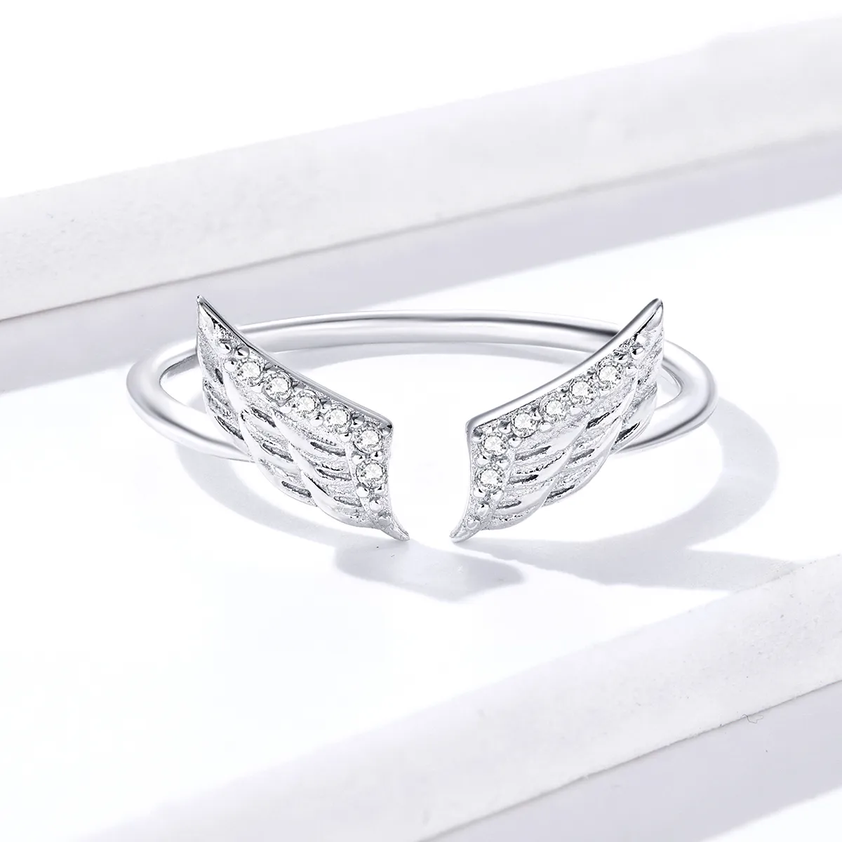 Pandora Style Silver Wings Open Ring - BSR108
