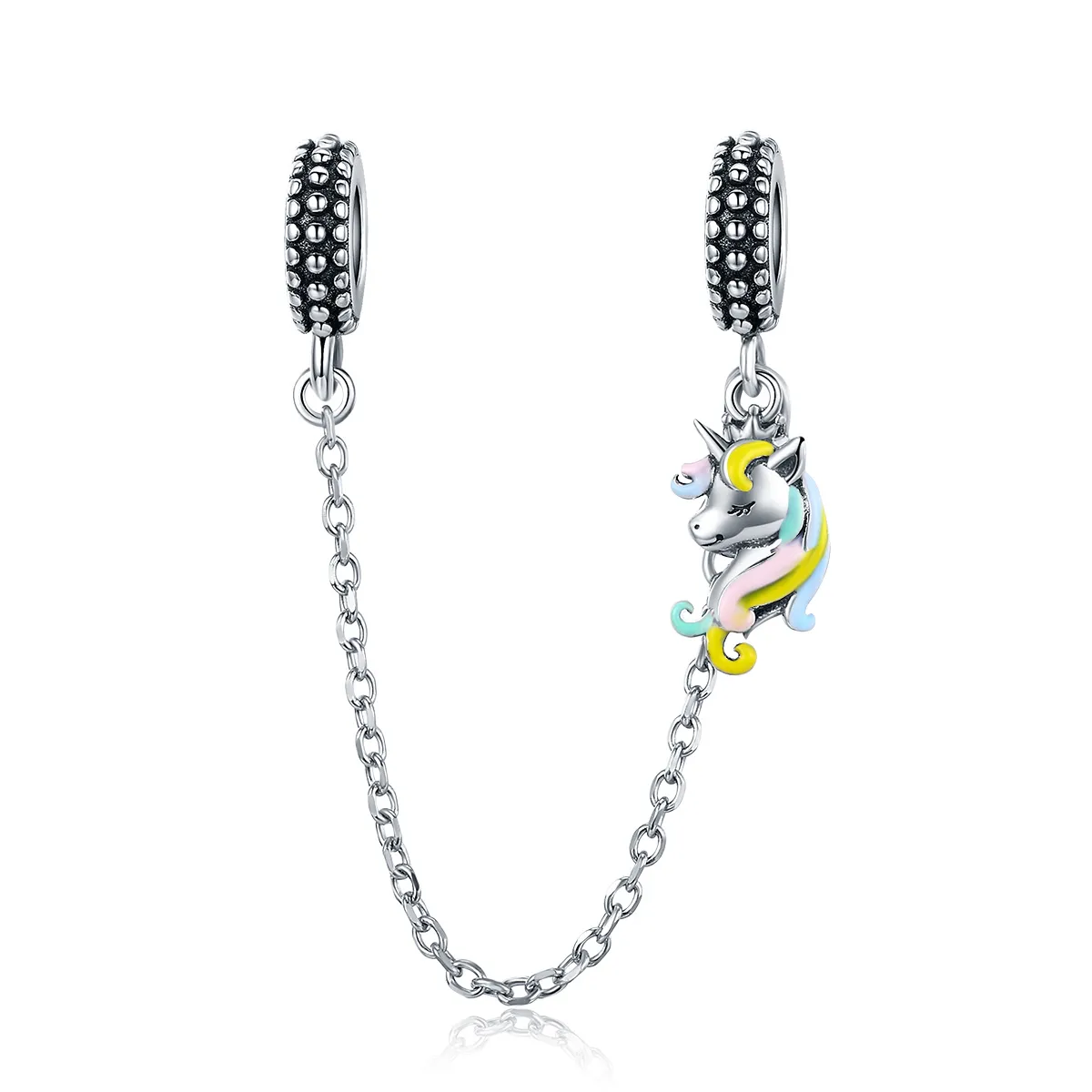Pandora Style Silver Colorful Pony Safety Chain - SCC1571