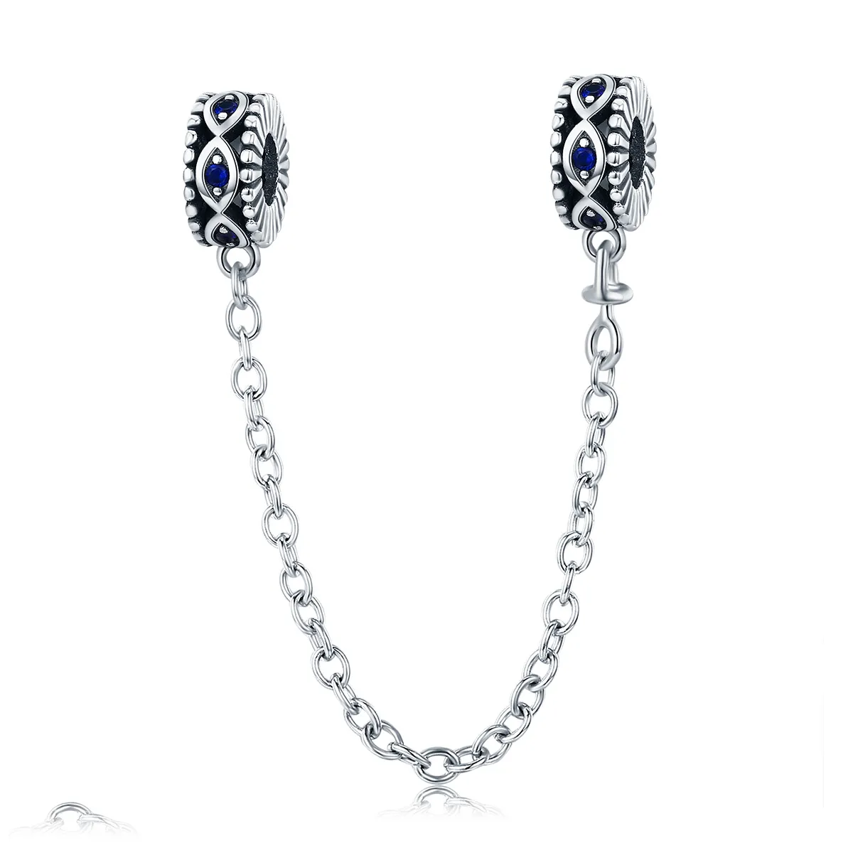 Pandora Style Silver Devil'S Eye Safety Chain - SCC617