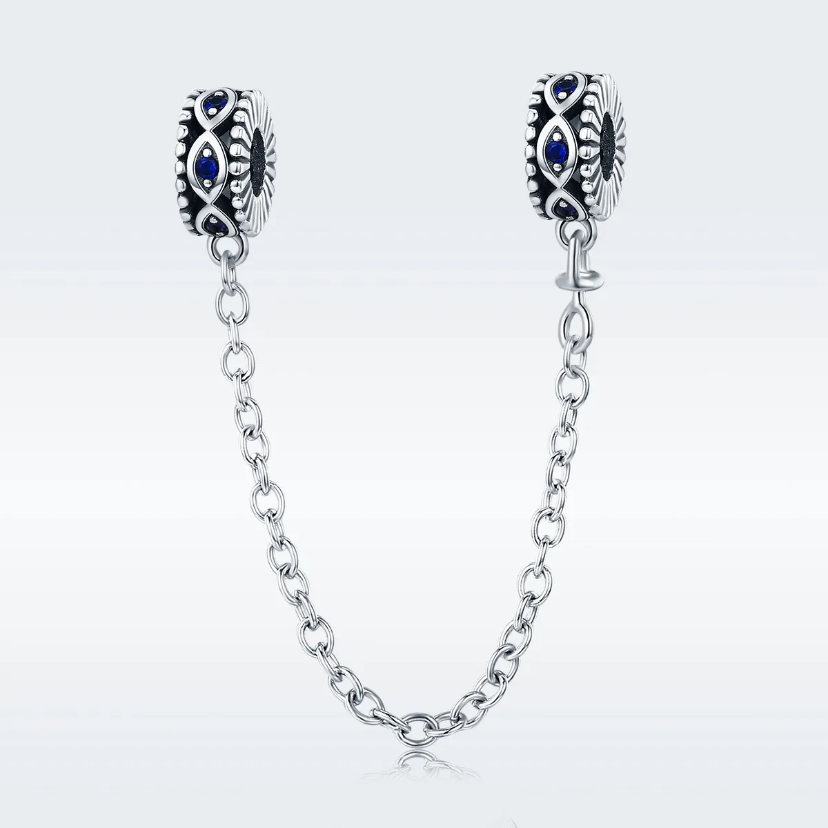 Pandora Style Silver Devil'S Eye Safety Chain - SCC617