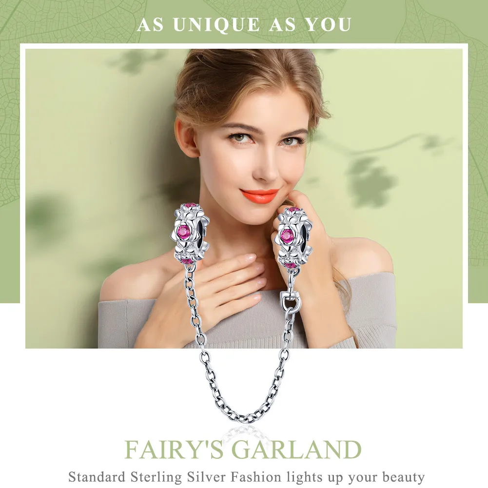 Pandora Style Silver Fairy'S Garland Safety Chain - BSC035