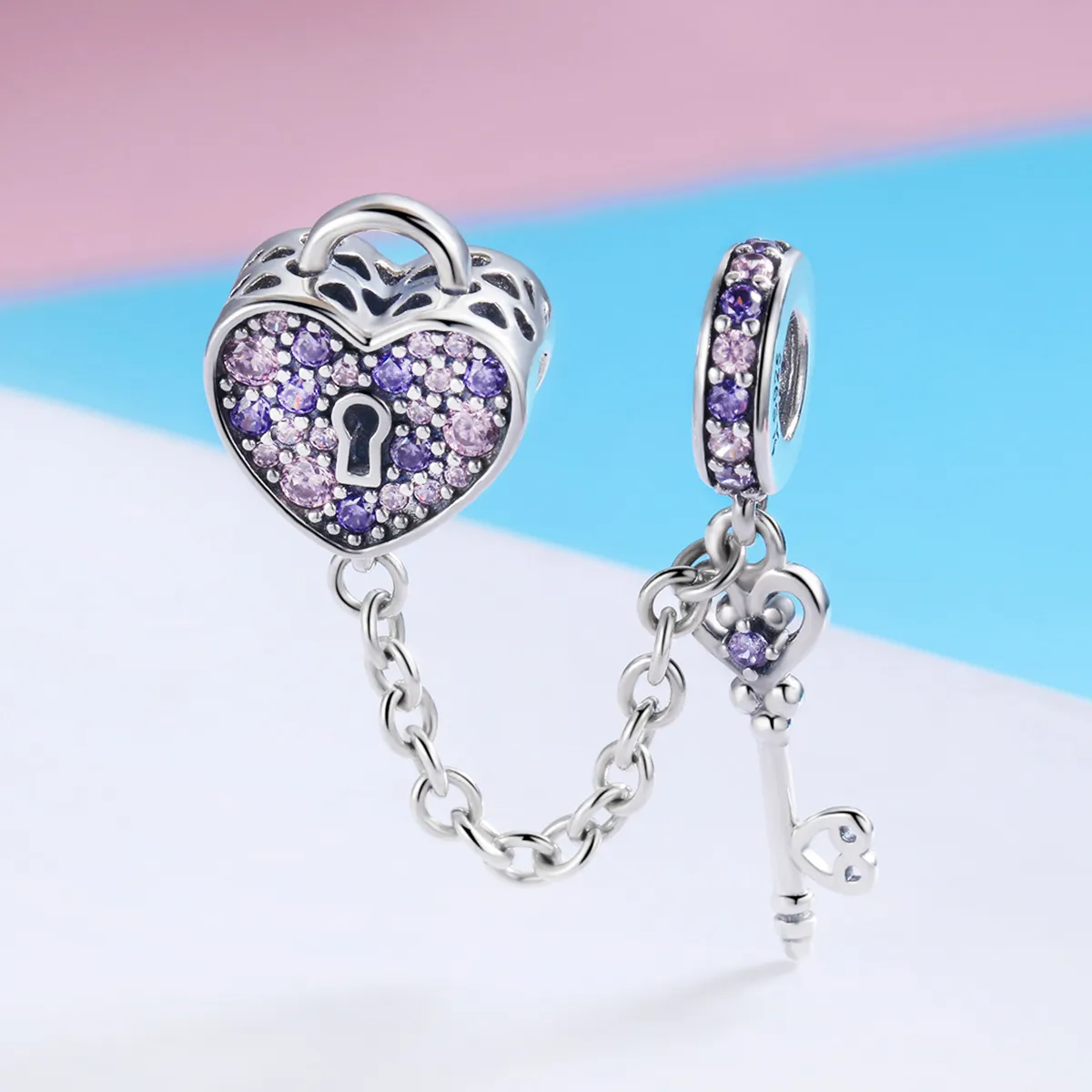 Pandora Style Silver Heart Spoon Safety Chain - SCC772