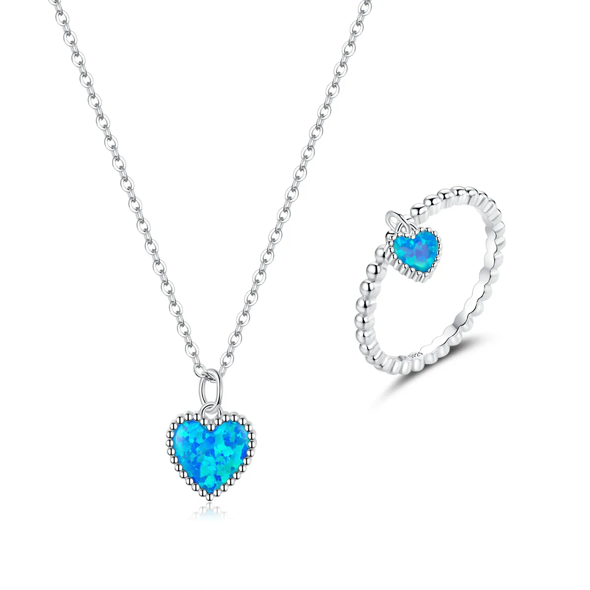 Pandora Style Dark Blue Heart Jewelry set - SET018