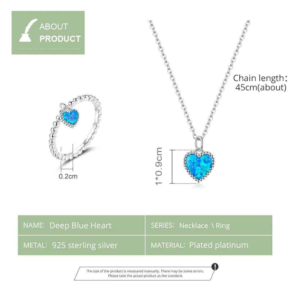 Pandora Style Dark Blue Heart Jewelry set - SET018