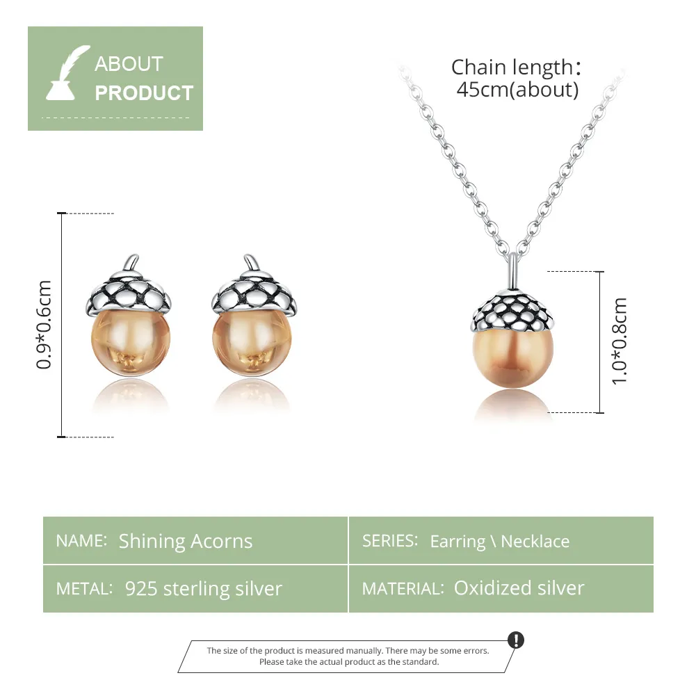 Pandora Style Shining Acorns Jewelry set - SET019