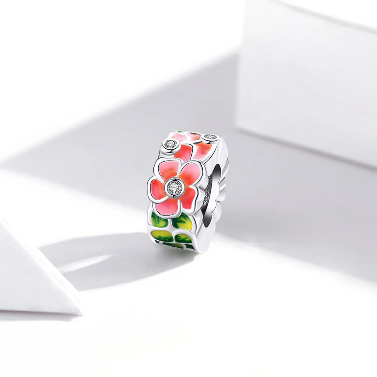 Pandora Style Silver Colorful Flowers Spacer Charm - SCC1727