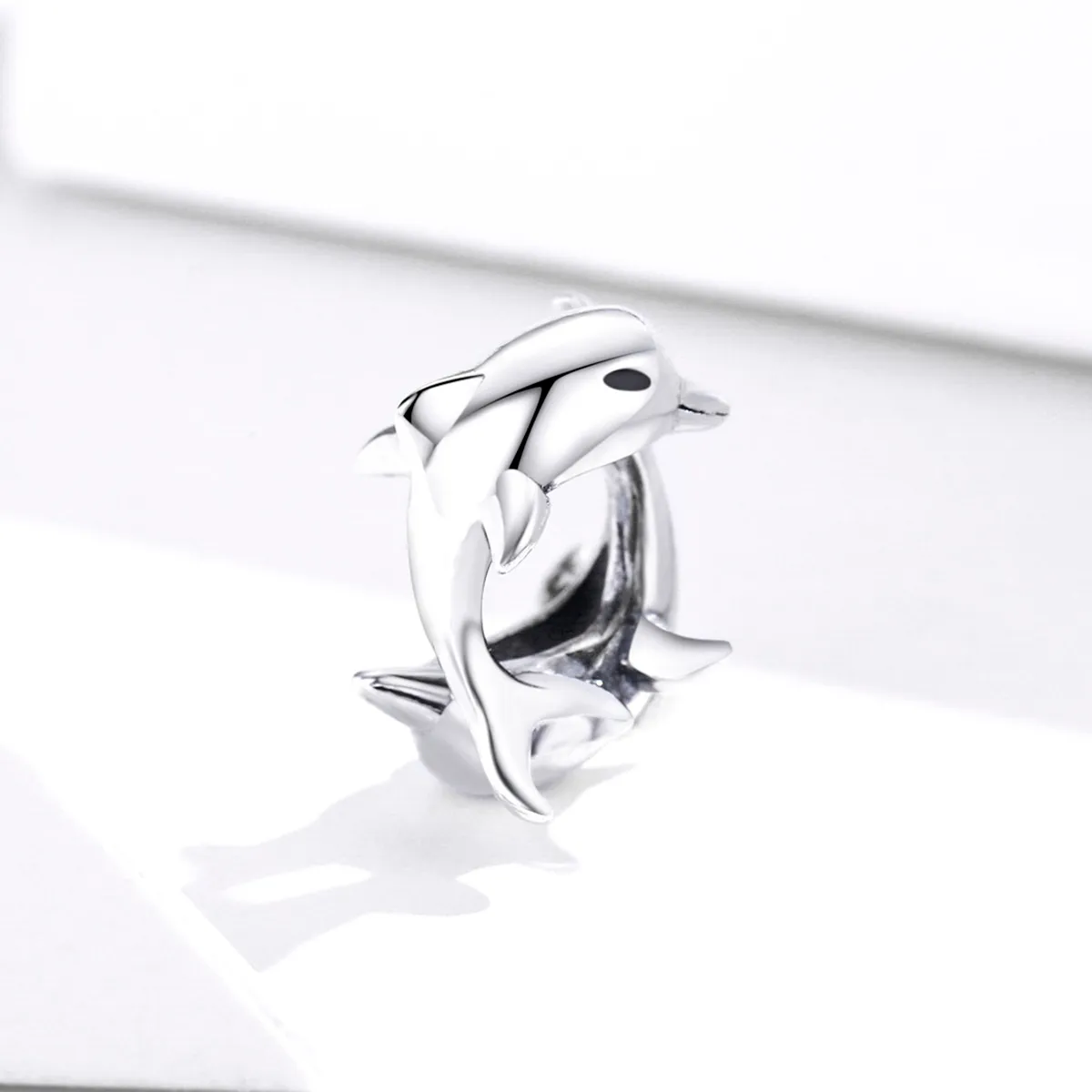 Pandora Style Silver Dolphins Spacer Charm - BSC296