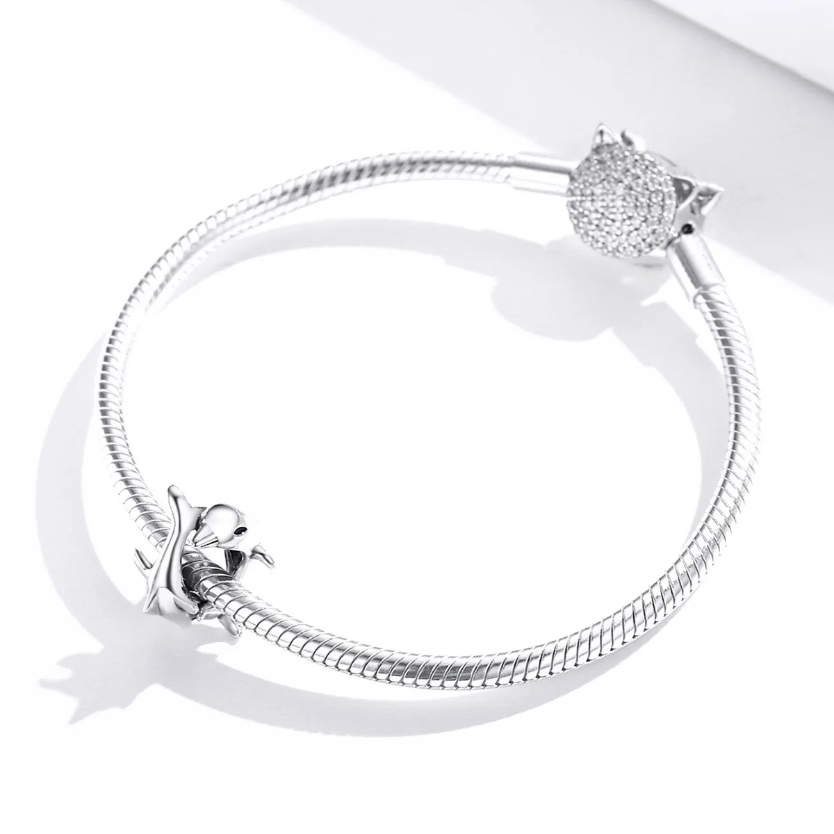 Pandora Style Silver Dolphins Spacer Charm - BSC296