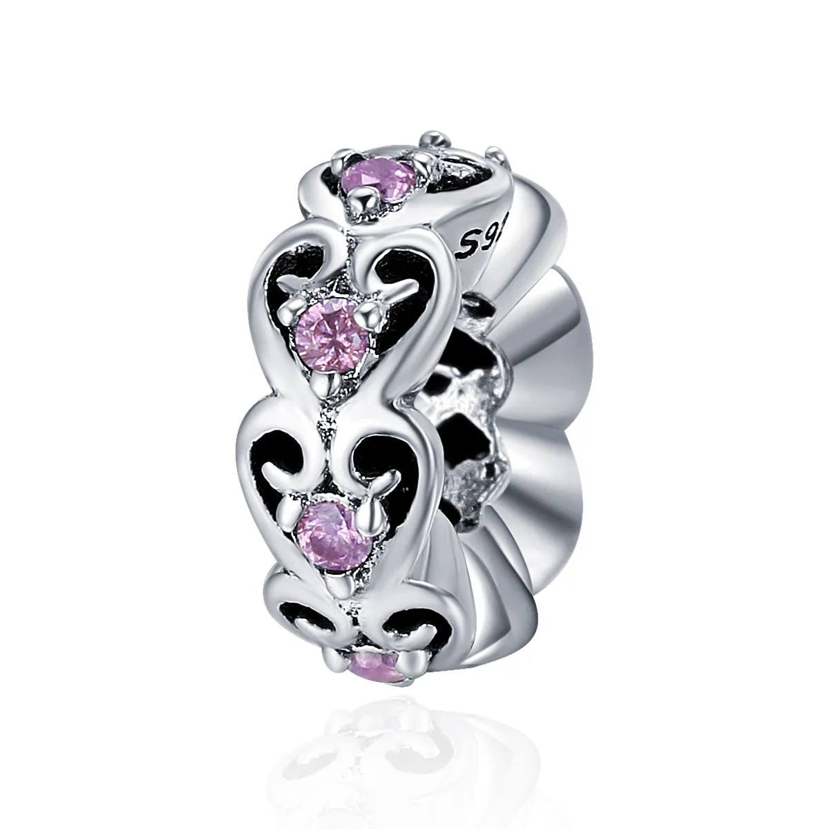 Pandora Style Silver Heart Shape Spacer Charm SCC339