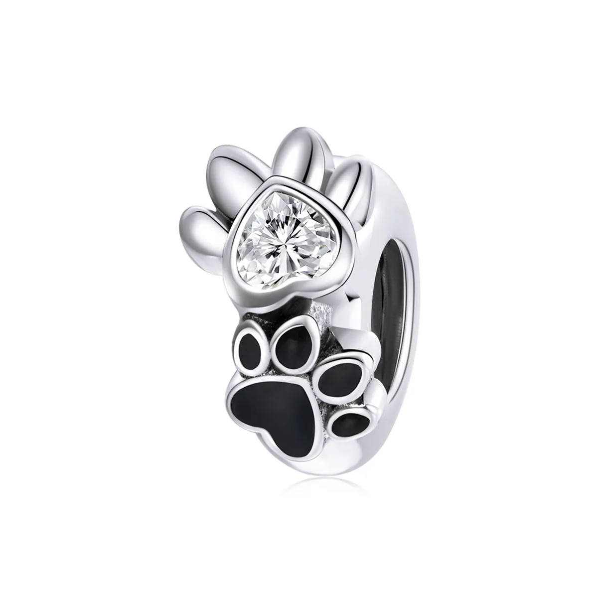 Pandora Style Silver Lovely Paw Print Spacer Charm - SCC1846
