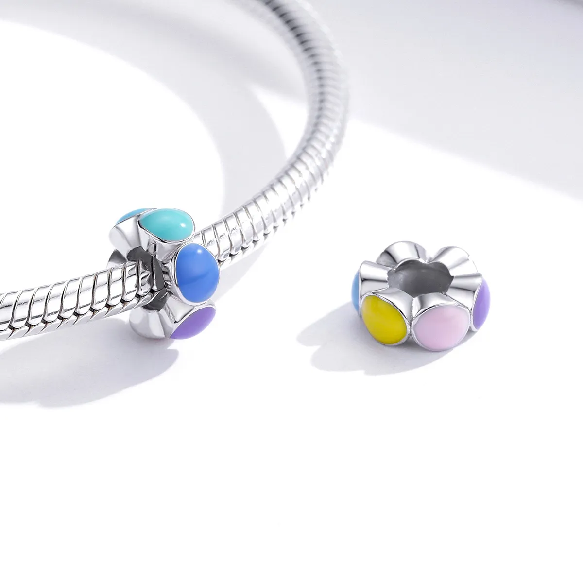 Pandora Style Silver Rainbow Bubble Spacer Charm - SCC1555