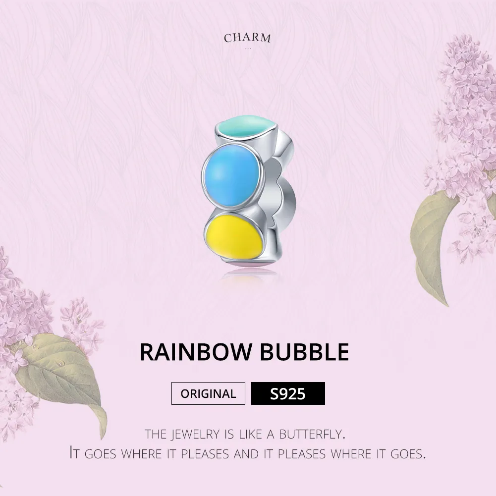 Pandora Style Silver Rainbow Bubble Spacer Charm - SCC1555