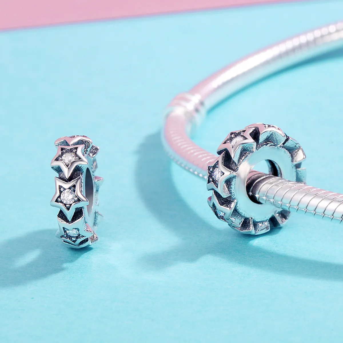 Pandora Style Silver Star Spacer Charm - SCC244
