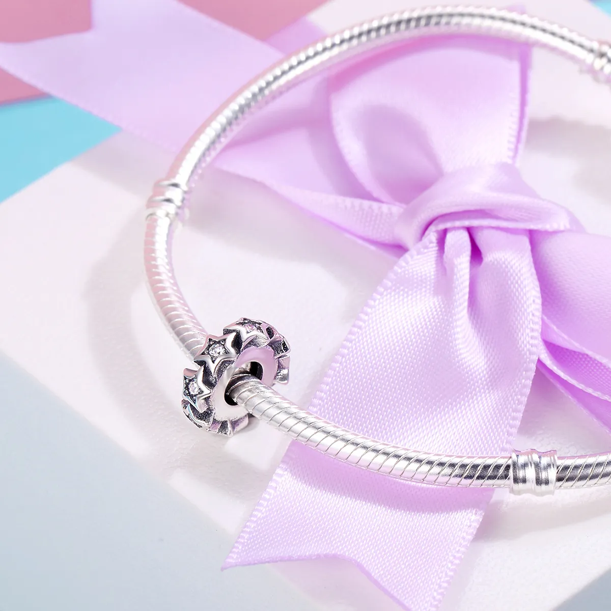 Pandora Style Silver Star Spacer Charm - SCC244