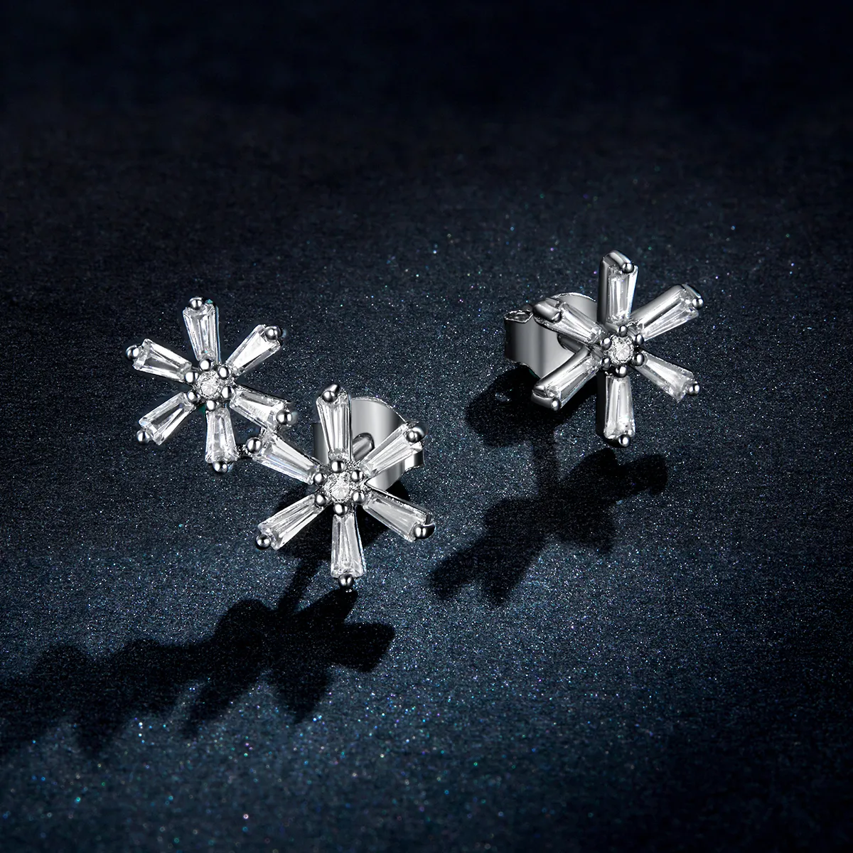 Pandora Style rose gold Elegant snowflakes Stud Earrings - BSE425