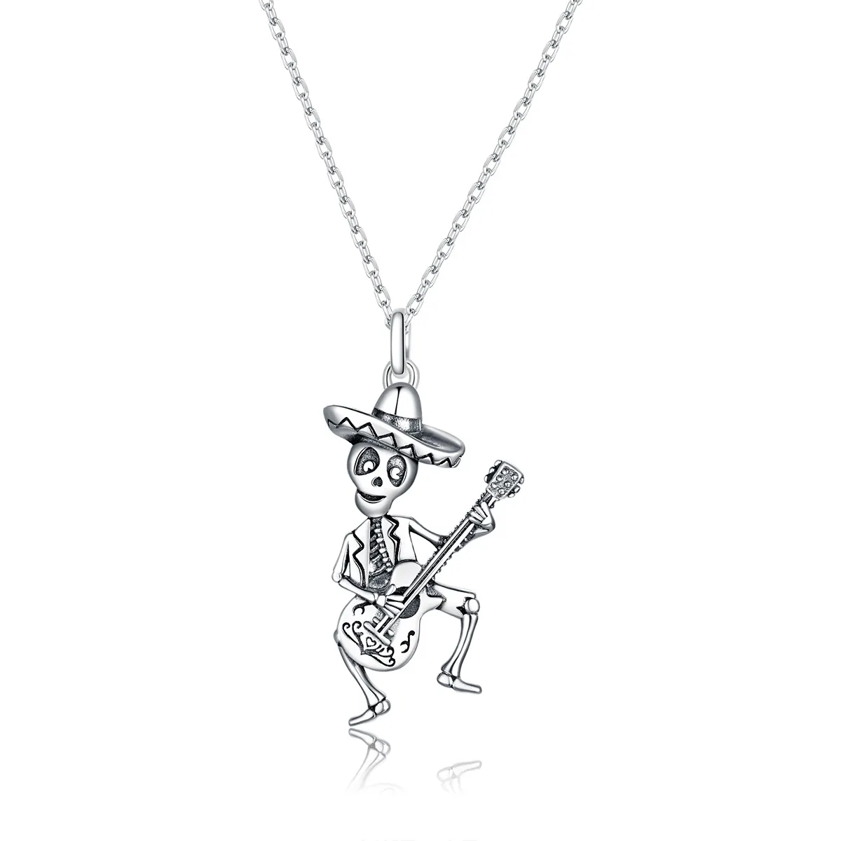 Pandora Style Shine Guitar Skull Man Necklace - BSN198