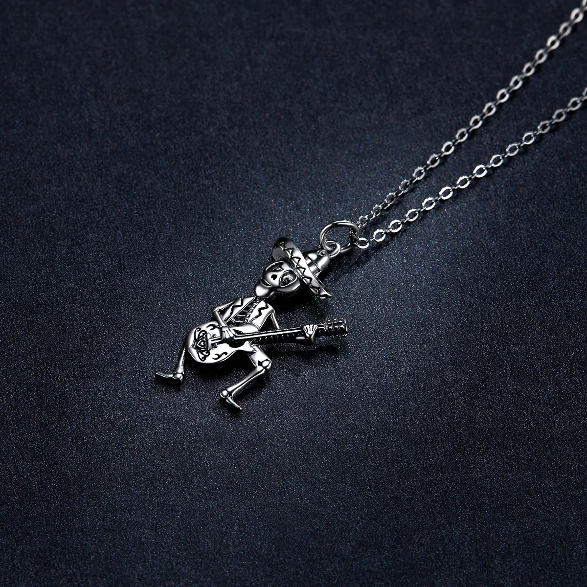 Pandora Style Shine Guitar Skull Man Necklace - BSN198
