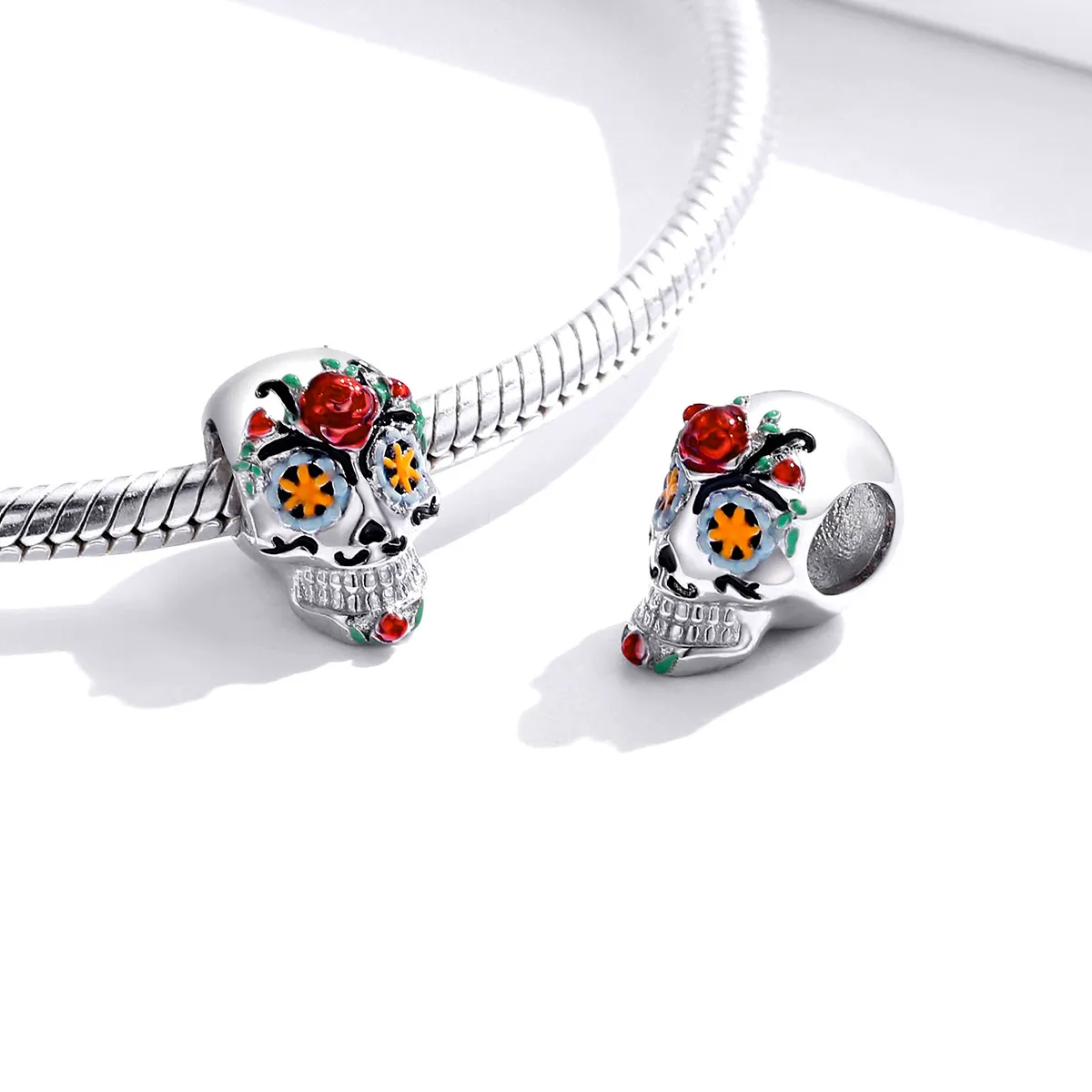 Pandora Style Shine Halloween Skull Charm - BSC326