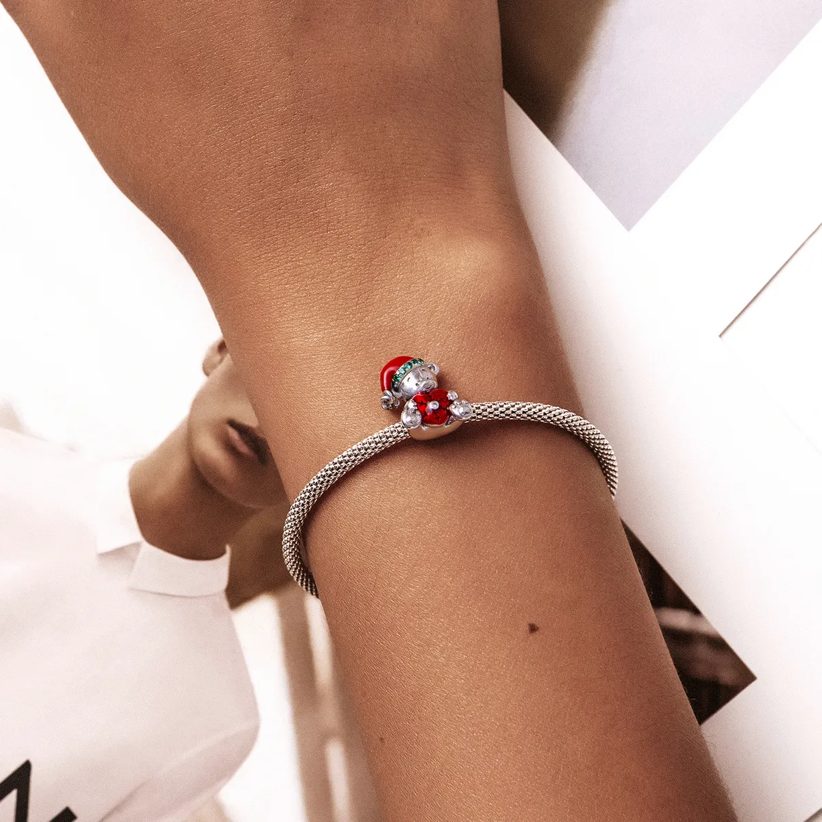 Pandora Style Silver Christmas bear Charm - SCC2035