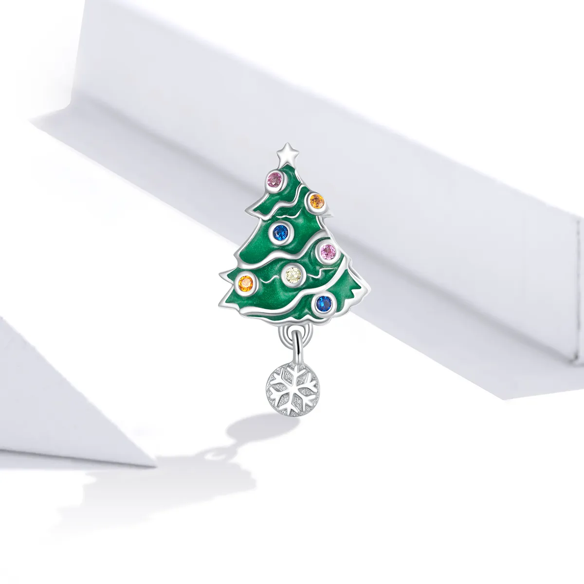 Pandora Style Silver Colorful Christmas tree Charm - BSC374