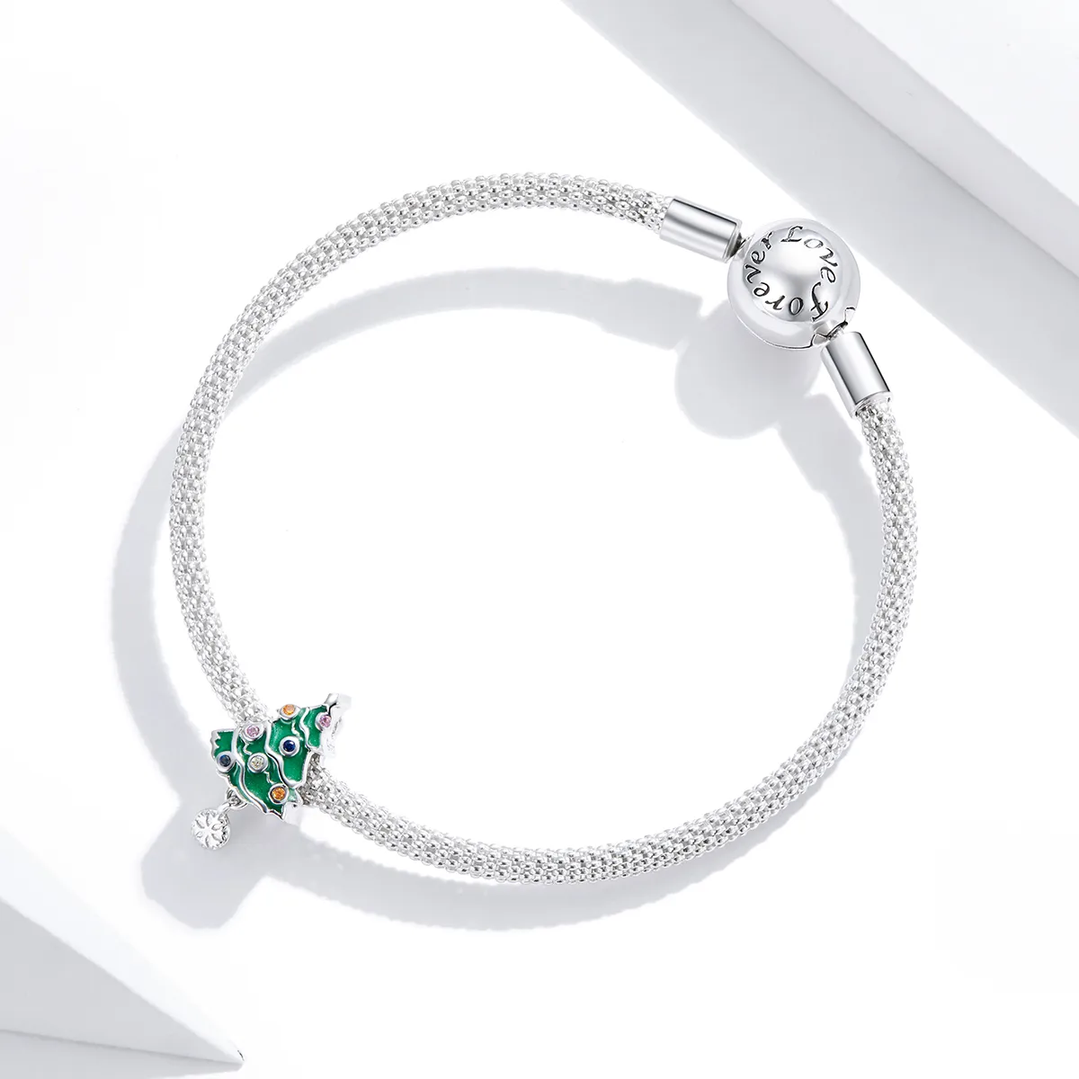 Pandora Style Silver Colorful Christmas tree Charm - BSC374