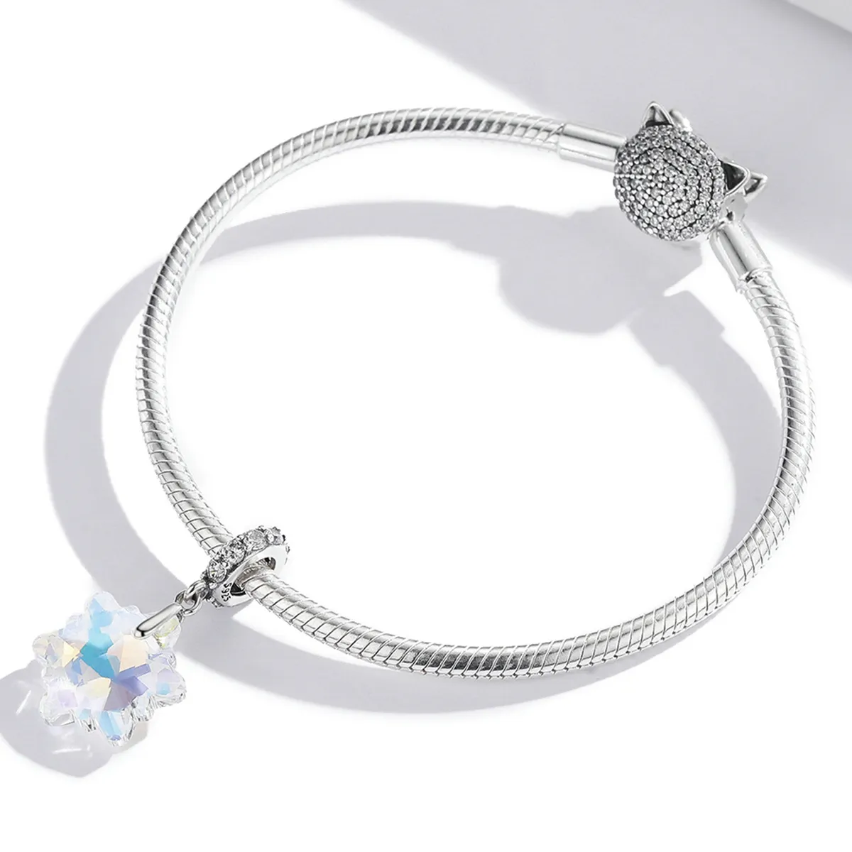 Pandora Style Silver Crystal snowflakes Charm - SCC1979