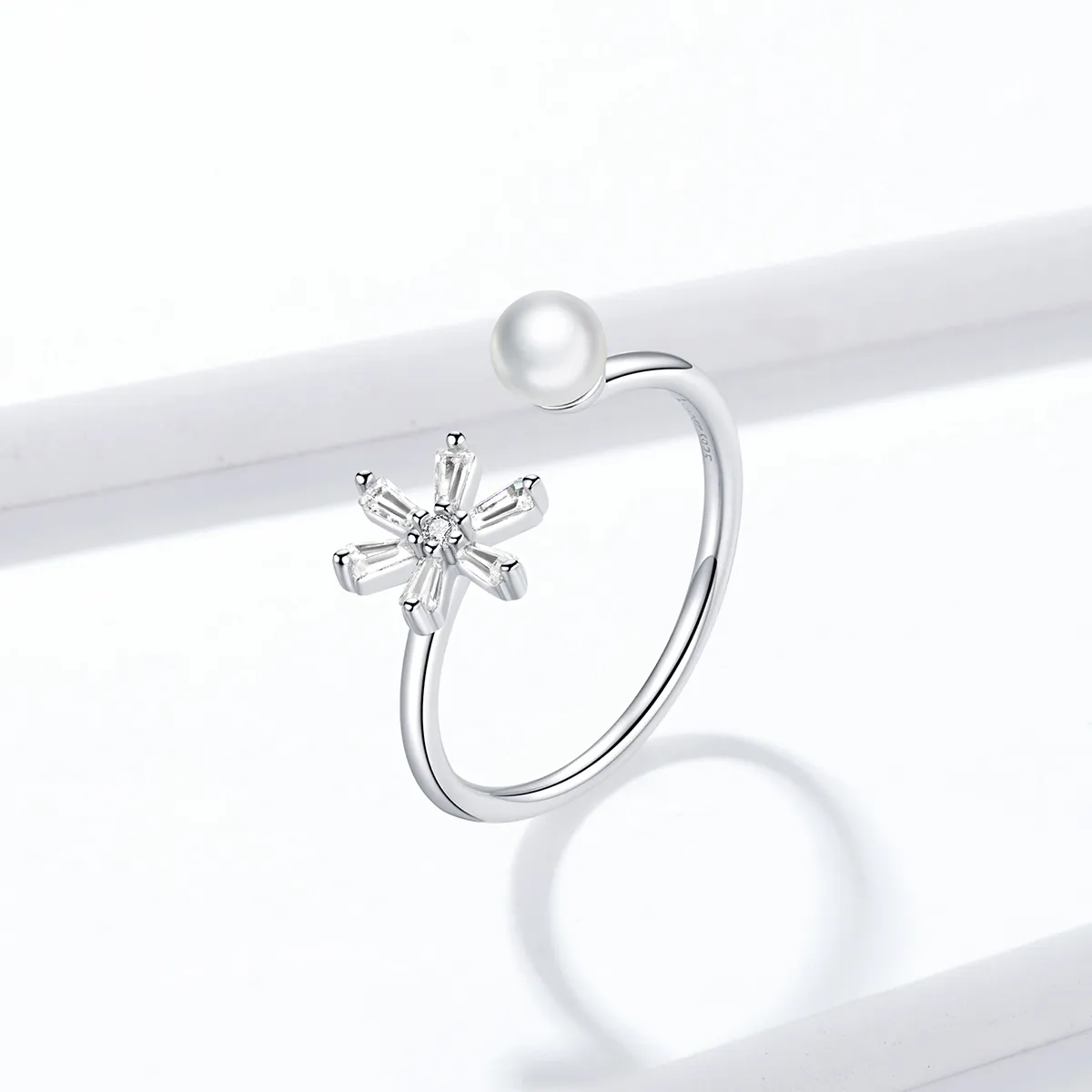 Pandora Style Silver Crystal snowflakes Open Ring - BSR142