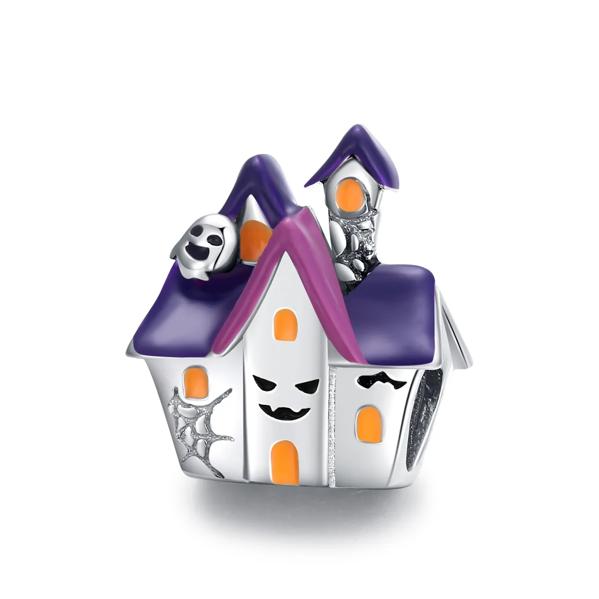 Pandora Style Silver Halloween haunted house Charm - BSC324