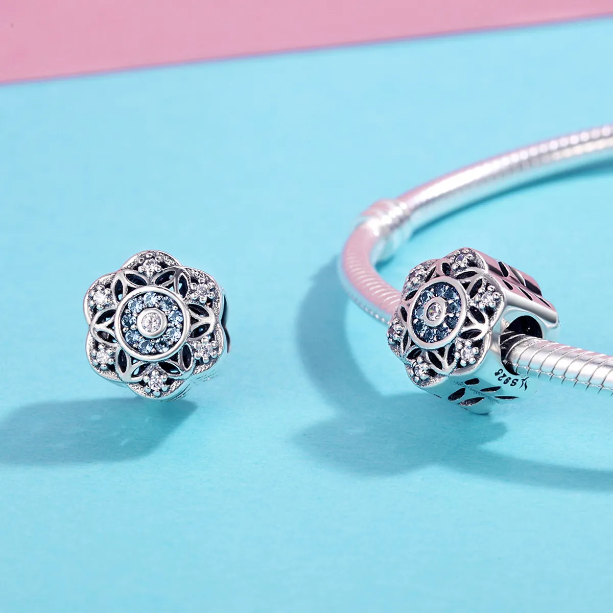 Pandora Style Silver Romantic snowflakes Charm - SCC247