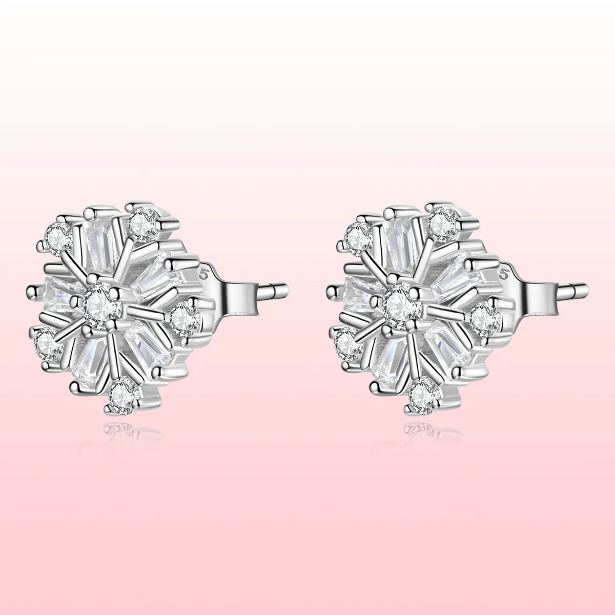 Pandora Style Silver Shining snowflakes Stud Earrings - SCE1289