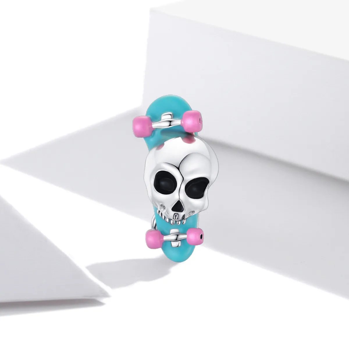 Pandora Style Silver Skateboard Skeleton Charm - SCC1911