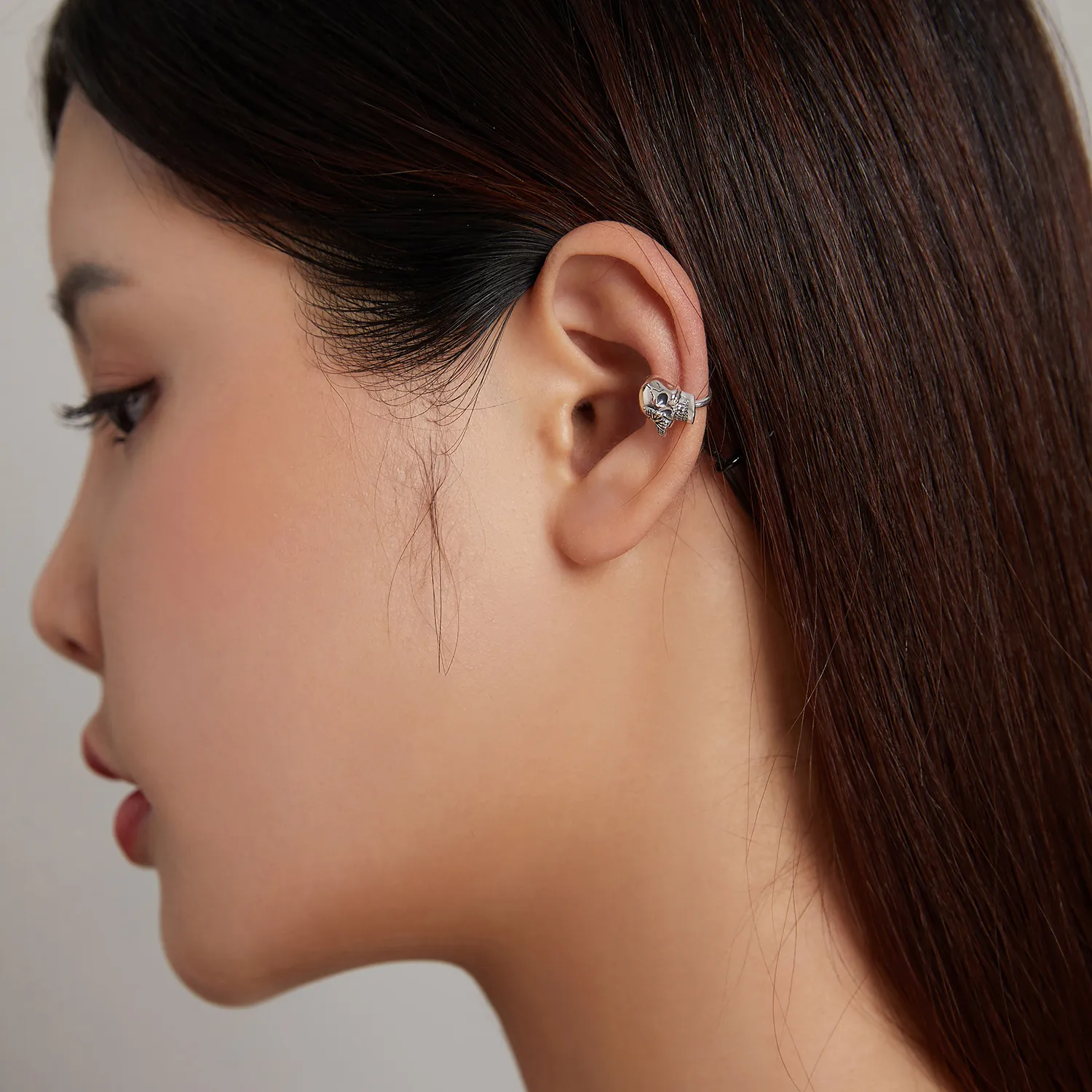 Pandora Style Silver Skeletons and butterflies Ear clip - SCE1178