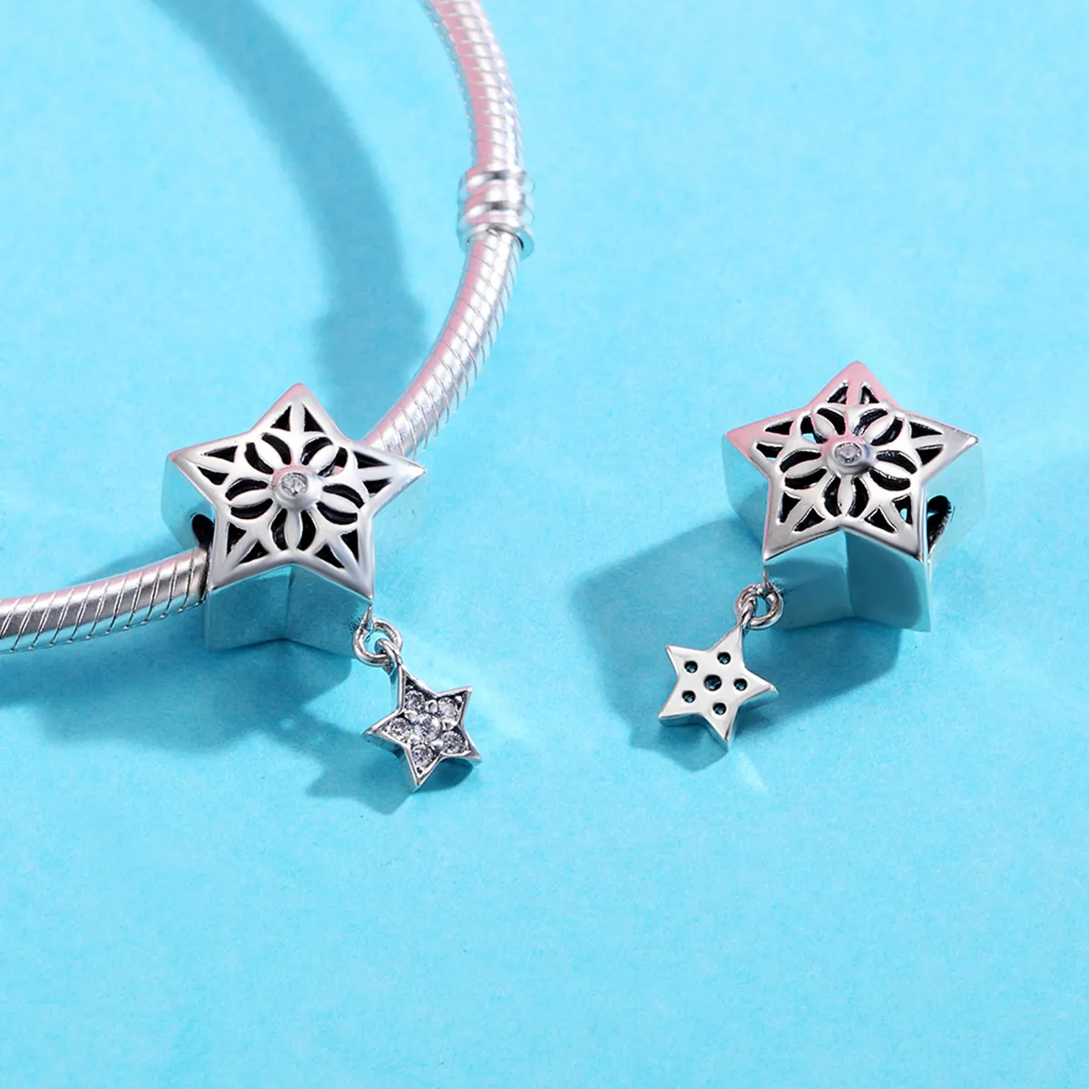 Pandora Style Silver Snow Star Charm - SCC371