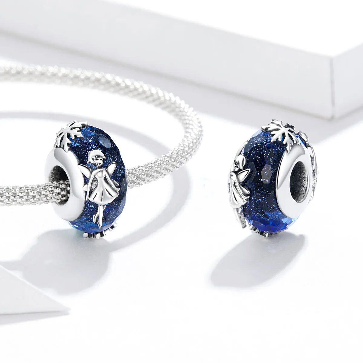 Pandora Style Silver Snowflake elves Spacer Charm - BSC369