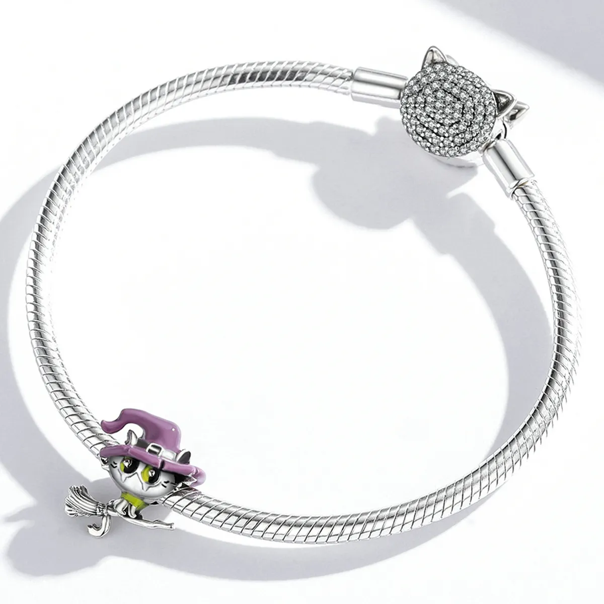 Pandora Style Silver Witch cat Charm - SCC1956