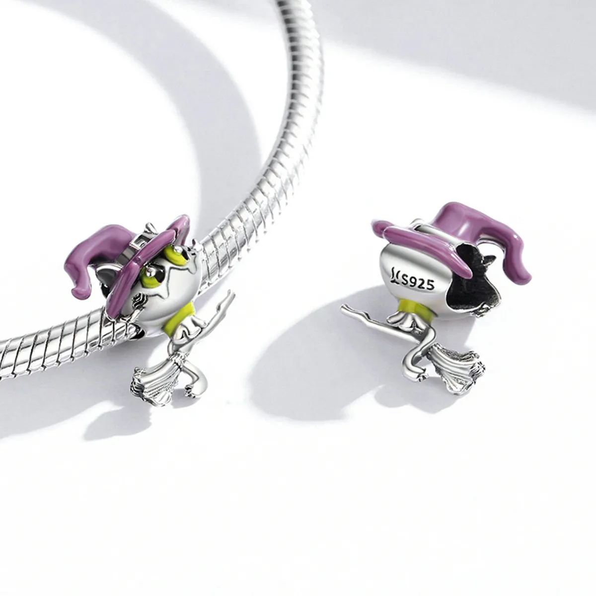 Pandora Style Silver Witch cat Charm - SCC1956