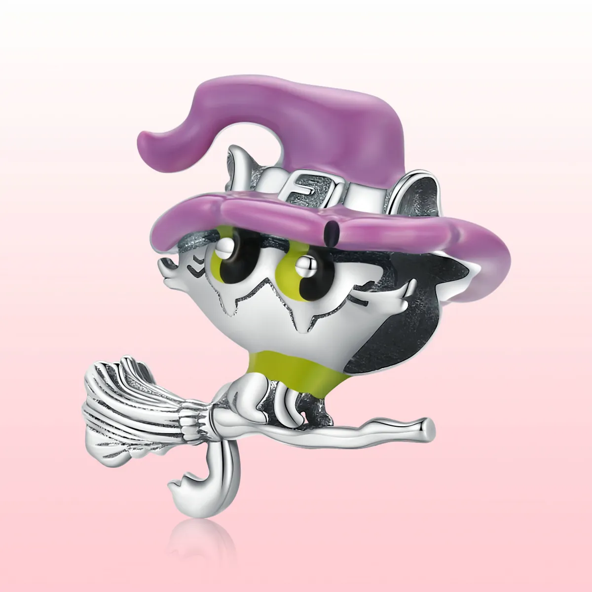 Pandora Style Silver Witch cat Charm - SCC1956