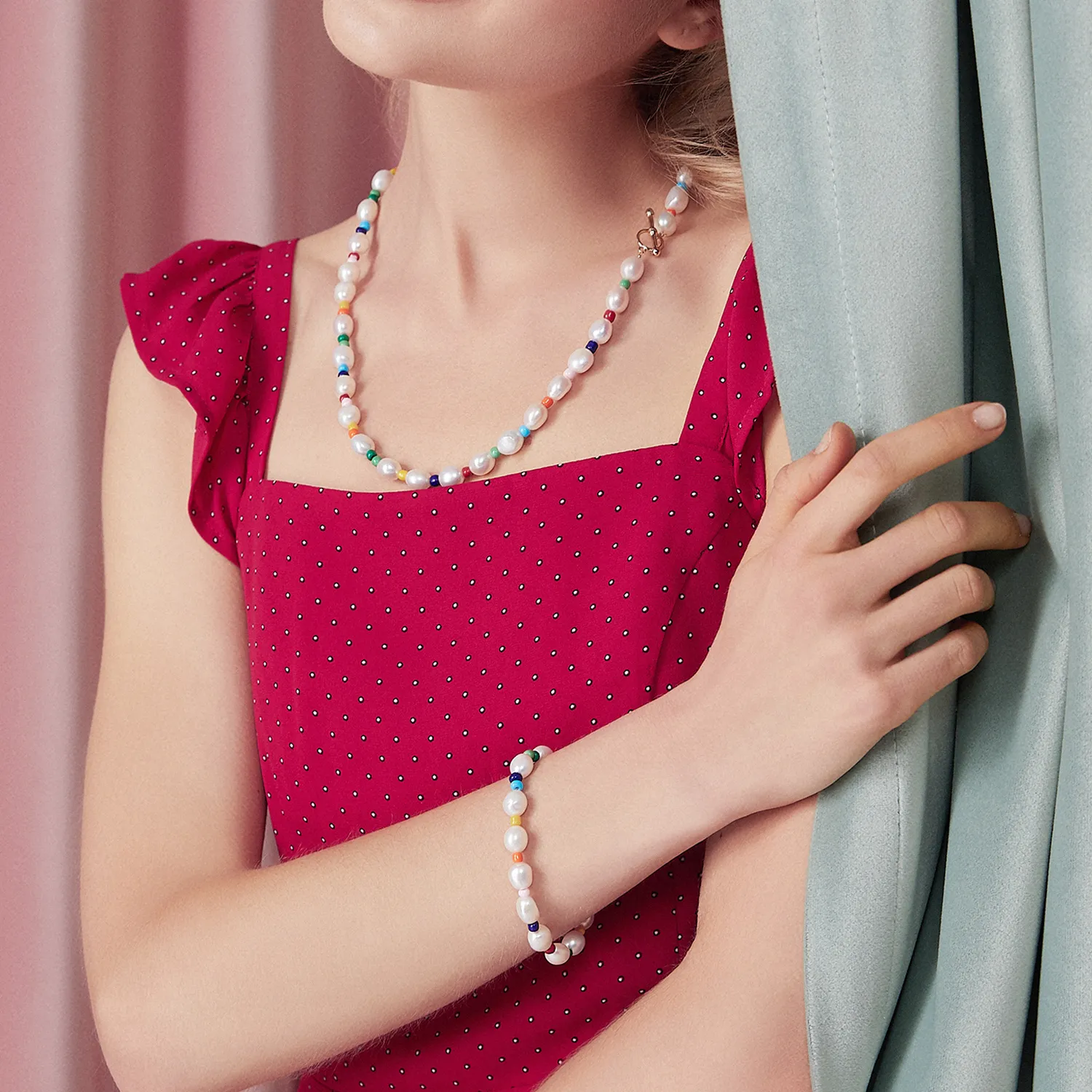 Pandora Style Rainbow Pearl Bracelet - BSB074