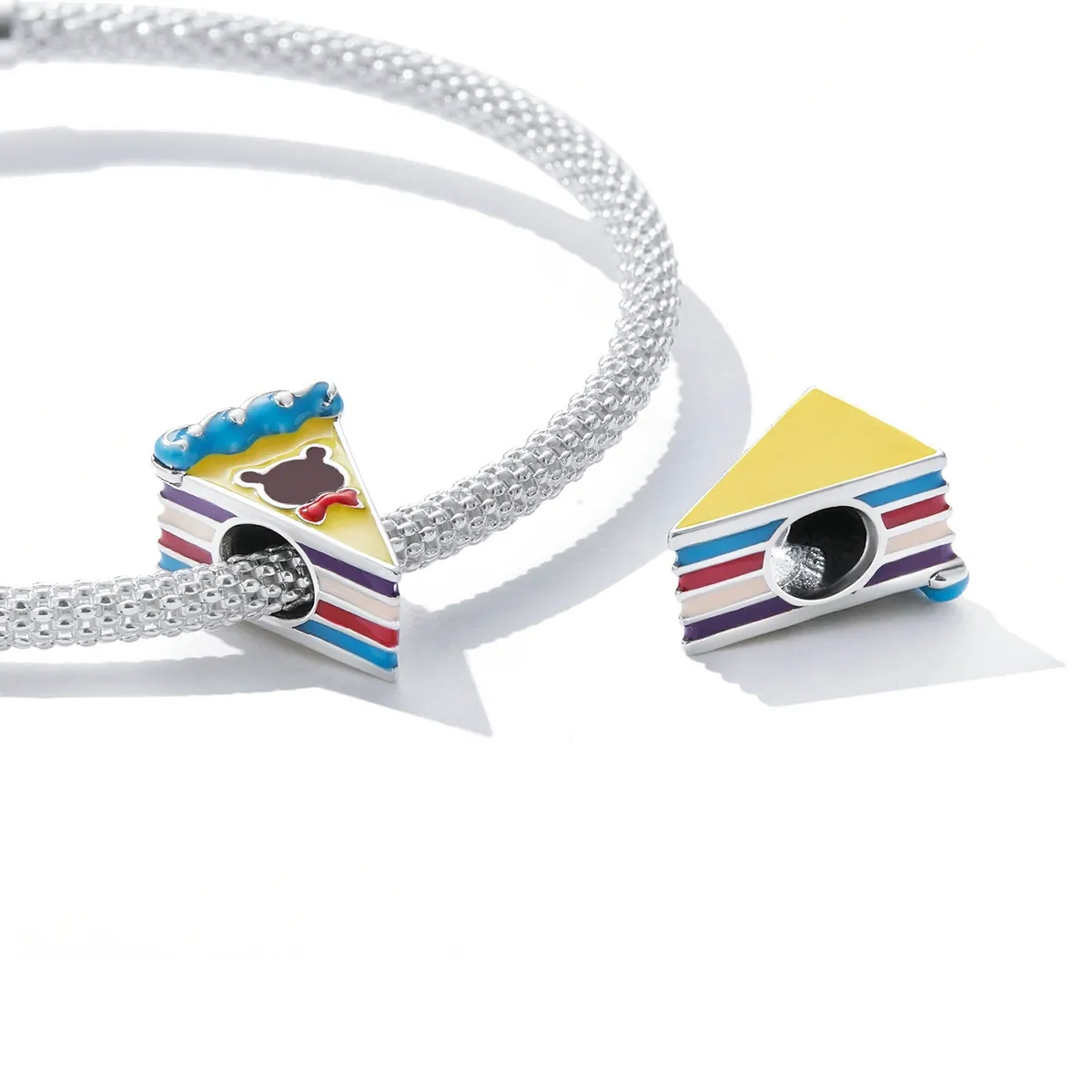Pandora Style Bear Rainbow Cake Charm - SCC2199