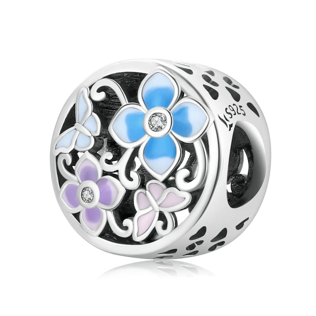 pandora style flowers and butterflies charm scc2061