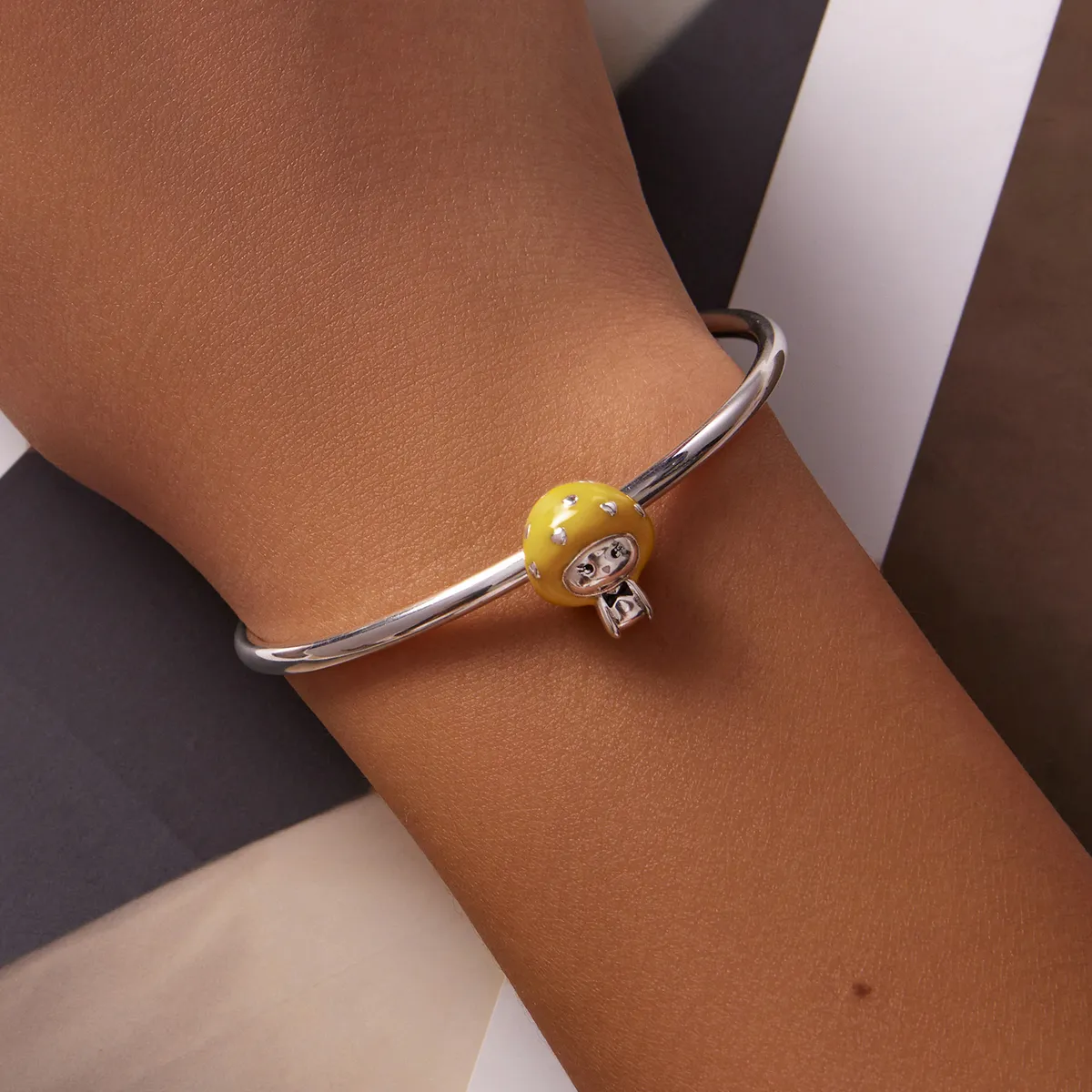 Pandora Style Fun Little Mushroom - Lemon Yellow Charm - SCC2149