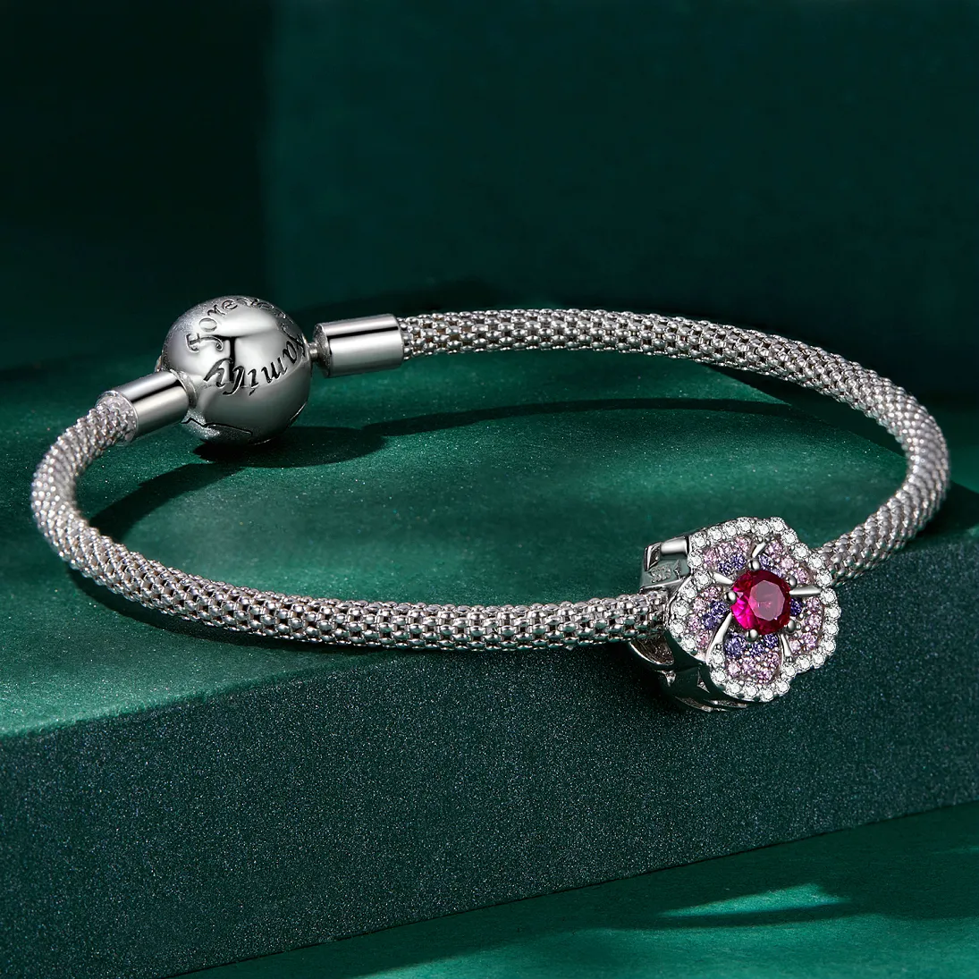 Pandora Style Gradient Flowers Charm - BSC625