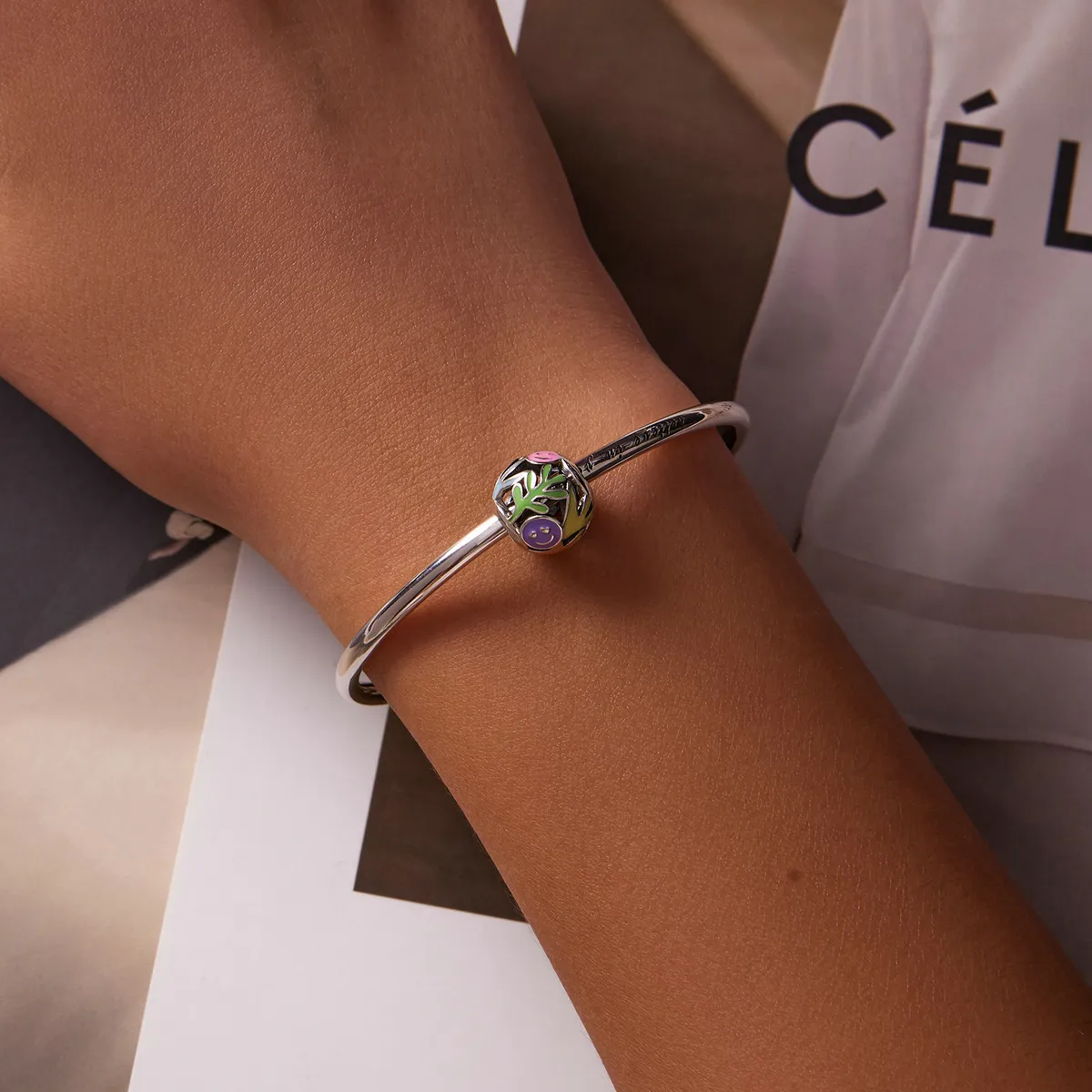 Pandora Style Grass Smiley Charm - SCC2163