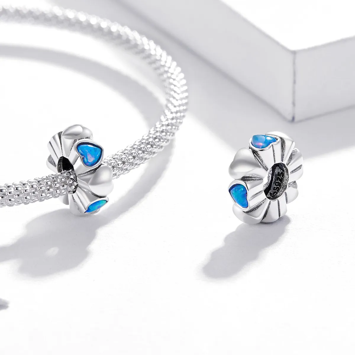 Pandora Style Heart Opal Spacer Charm - BSC435