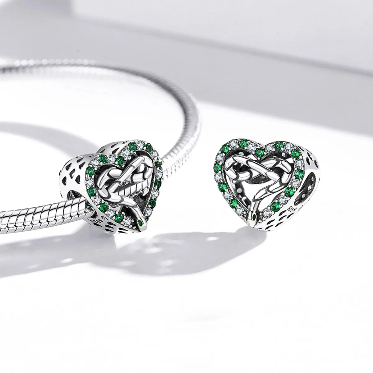 Pandora Style Heart Snake Charm - BSC507